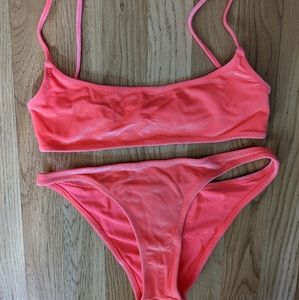 TRIANGL neon coral velvet bikini sizes XS/S